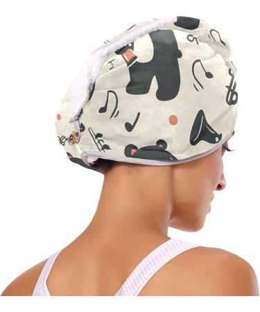 Super Absorbent Bears & Tube Music Hair Towel 2 Pack - Quick Dry Hair Turbans for Women & Girls - Buy Online on GoSupps.com