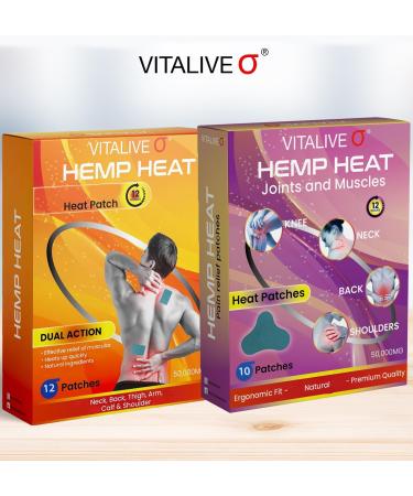 Hemp Pain Patches x10 - Natural Deep Heat Pads for Muscle and Joint Relief | Self Adhesive 10x13.5cm | Up to 12 Hours Warm Sensation - Buy Online on GoSupps.com