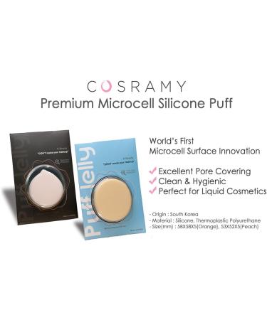 (2 Pack) COSRAMY Premium Silicone Cosmetic Puff- Easy Clean Blender for Foundation BB Cream Sunscreen Makeup Base Blusher and Concealer. Made in Korea. Package with 1 Orange & 1 Peach Shape Microcell. Surface Powder Puff. - Buy Online on GoSupps.com