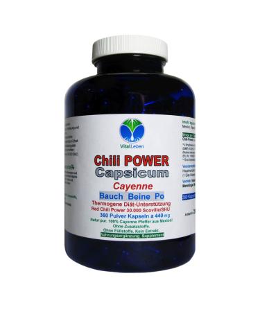 Chili POWER CAPSICUM PRO F-BURNER 360 Cayenne capsules. Diet support & (fat) metabolism. Pure NATURE. 26595-360