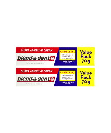 2x Blend-a-dent Super Adhesive Cream Extra Strong Original 70g Value Pack