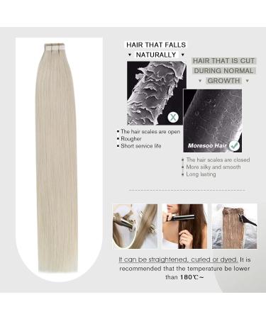 Premium Moresoo Tape-In Extensions - Real Hair 35 cm - Platinum Blonde #60 - 20 Pieces 50g - Remy Hair Extensions - Buy Online on GoSupps.com