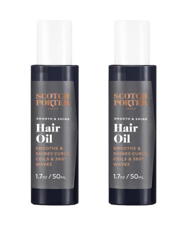 Scotch Porter Smooth & Shine Hair Oil for Men | Formulated with Non-Toxic Ingredients Free of Parabens Sulfates & Silicones | Vegan | 1.7oz 2 Pack
