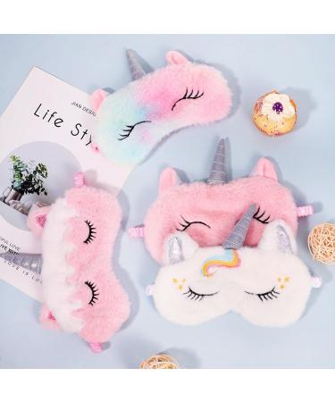 Heyu-Lotus Cute Unicorn Animal Plush Kids Eye Masks for Sleeping - 4 Pcs Set - Pink, White, Colorful - Ideal for Girls, Children, Adults - Buy Online on GoSupps.com