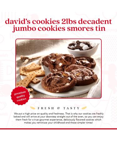 David's Cookies Fresh Baked Decadent Jumbo Smores Cookies Gift Tin - 2 lb (8pcs) | Perfect Gift for Special Occasions - Buy Online on GoSupps.com