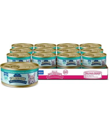 Blue Buffalo Wilderness Wild Delights Natural Wet Cat Food Chicken & Trout Minced 5.5oz (Pack of 24) Large Cans Minced Chicken & Trout