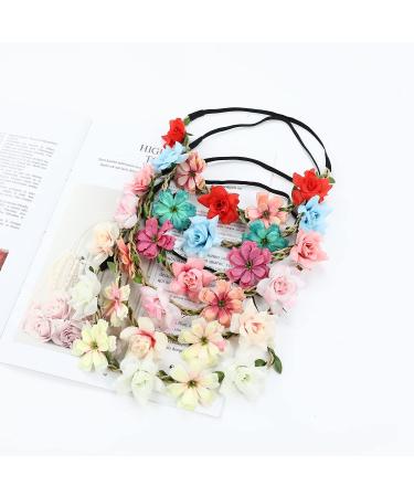 Cinaci Handmade Rose Flower Wreath Headbands - 6 Pack for Wedding Party, Women, Bridesmaids, Baby Girls and Teens - Buy Online on GoSupps.com