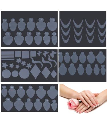 Qiuming 72 pieces French nail stencil sticker dual-nail shape sticker nail extension peaks nail shapes extension gelail nail shape sticker for diy French nails (transparent b)