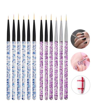 Mwoot 12-Piece Nail Brush Set | Professional UV Gel & Acrylic Nail Art Liner Tools for Detailed Design | 7/9/11 mm Brushes - Buy Online on GoSupps.com