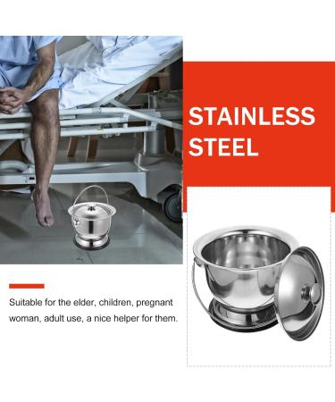 Bedpan Stainless Steel Urine Pots Chamber Pot with Lid Adult Potty Pregnant Woman Camping Toilet Large Capacity Portable Toilet for Camping Bed Pans for Females Elderly Men/1437 - Buy Online on GoSupps.com