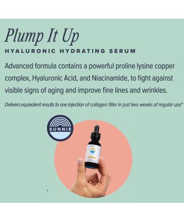 SUNNIE Plump it Up Hyaluronic Acid Serum - Anti-Aging Hydrating Face Serum for Wrinkles 1 fl oz - Buy Online on GoSupps.com