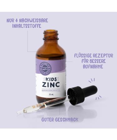 Vimergy Kids Zinc Liquid Supplement - Fast-Absorbing Zinc Drops for Children - Vegan Gluten-Free No Sugar No Color or Flavors - 55 ml - Buy Online on GoSupps.com