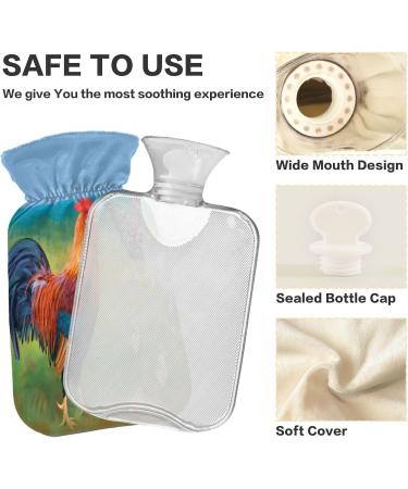 Rooster BAP Free Hot Water Bottle 2L - Large Pain Relief Bag with Cover for Headaches Neck & Shoulders | Shop Internationally - Buy Online on GoSupps.com