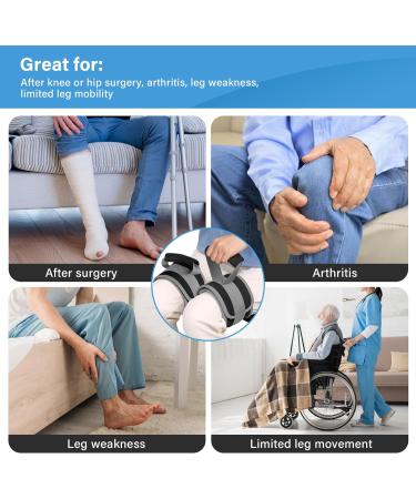 Hoomtree Leg Lifter Strap 2PCS for Limited Mobility Thigh Lifter Strap with Padded Grip and Loop Improve Range of Motion Knee Hip Surgery Recovery Aids for Disabled Get in and Out of Bed Wheelchair 2 pack Gray - Buy Online on GoSupps.com