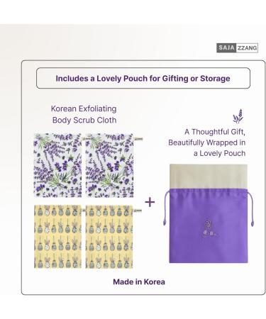  Hwangsil Mixed Pattern Korean Italy Towel Exfoliating Body Scrub Cloth Lavender + Dreaming Egg 4-Pack | 100% Handmade Viscose Rayon | Korean Exfoliating Mitt for Bath & Shower | Made in Korea - Buy Online on GoSupps.com