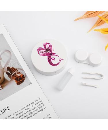 Heart Ribbon Breast Cancer Awareness Contact Lens Travel Kit | Cute Portable Case with Mirror for Daily Outdoor Use - Buy Online on GoSupps.com