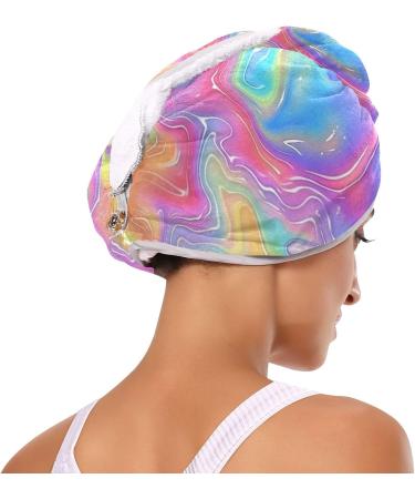 Rainbow Marble Hair Towel 2 Pack - Super Absorbent Quick Dry Turbans for Women & Girls - Buy Online on GoSupps.com