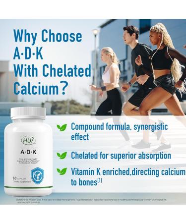 HUJ ADK Supplement 60 Capsules Calcium Vitamins A D3 K2 (MK-7) - Buy Online on GoSupps.com