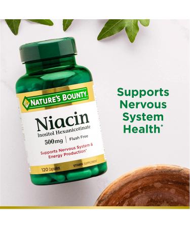 Nature's Bounty Flush Free Niacin 500 mg - 120 Capsules for Healthy Cholesterol & Heart Support - Buy Online on GoSupps.com