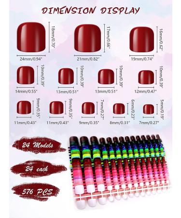 Kalolary 576Pcs Short Square False Toe Nails | Glossy Full Cover Press on Toenails Set | DIY Nail Art (24 Colors) - Color 1 - Buy Online on GoSupps.com
