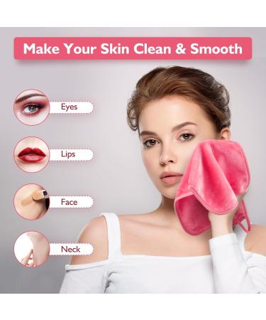 NineEuh Microfiber Make-Up Towel Set - 6 Reusable Makeup Remover Cloths for All Skin Types - Washable Pink Facial Cleaning Towels (20x40cm) - Buy Online on GoSupps.com