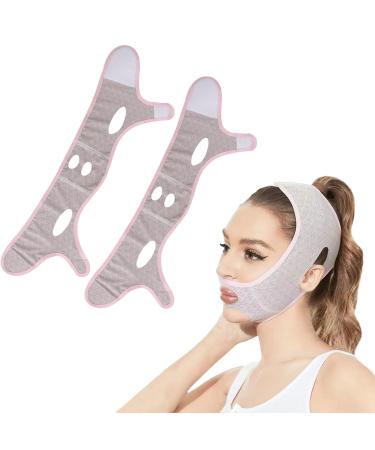 2Pcs Beauty Face Sculpting Sleep Mask - Reusable V Line Shaping Face Masks Face Lifting Belt Chin Strap for Double Chin for Women Girls - Pink