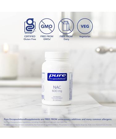 Pure Encapsulations NAC 600mg - Professional Strength N-Acetyl-L-Cysteine - 90 Capsules - Buy Online on GoSupps.com