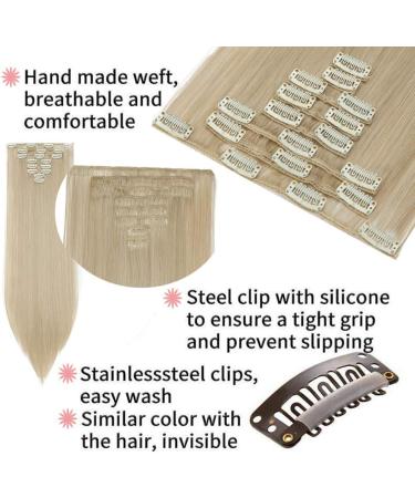 26 Ombre Colorful Synthetic Clip in Hair Extensions - Ash Blonde/Bleach Blonde - 8Pcs 18Clips - 26 inch - Buy Online on GoSupps.com