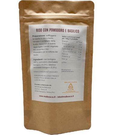 Malbosca Organic Risotto with Tomato and Basil 250g Pavese Rice 18 Minutes Preparation Time For 3 Persons - Buy Online on GoSupps.com