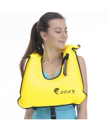 SOLY Inflatable Snorkel Vest Adult, Snorkel Life Vest Adjustable Snorkeling Gear for Adults Water Sports Safety