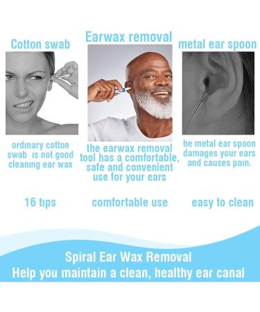 Q-Grips Ear Wax Removal Kit - Safe 360 Spiral Silicone Cleaner with 16 Washable Replacement Heads for Adults & Kids - Blue & White - Buy Online on GoSupps.com