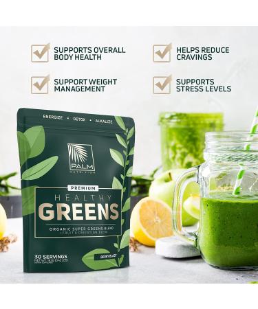 Organic Superfood Powder (Berry Blast) - Premium Blend with Ashwagandha, Spirulina & Antioxidants for Energy, Detox & Alkalizing | Healthy Greens Drink | 30 Servings - Buy Online on GoSupps.com