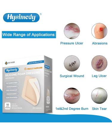 Hysimedy Silicone Foam Dressing 4x4 with Border 10 Pack - Waterproof & High Absorbency Wound Care for Pressure Sores, Bed Sores, Leg Ulcers, Diabetic Ulcers - Buy Online on GoSupps.com