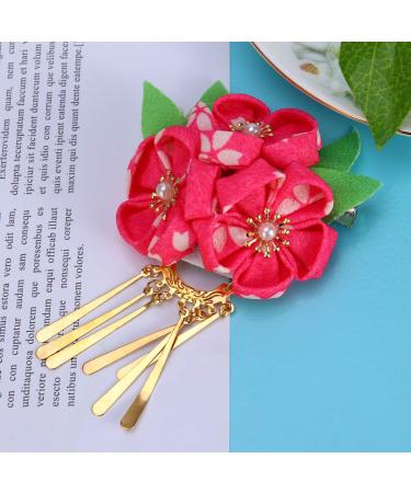Amosfun Japanese Kanzashi Flower Hair Clip for Women and Girls - Pink - Buy Online on GoSupps.com