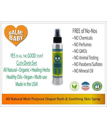 BALM! Baby Spray - All Natural Diaper Rash Cream for Cloth Diapers | Vegan Herbal Skin Aid | 4oz - Buy Online on GoSupps.com