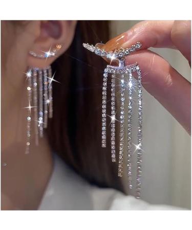 Buy Vintage Rhinestone Chandelier Drop Earrings | Crystal Ear Climbers & Silver CZ Tennis Chain Jewelry for Women - Buy Online on GoSupps.com