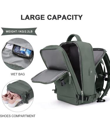 Coowoz Large Travel Backpack Women | Waterproof Hiking Backpack with USB Charging Port & Shoes Compartment | Fits 15.6 Inch Laptop - E-Olive Green - Buy Online on GoSupps.com