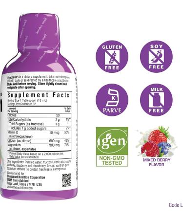 Bluebonnet Liquid Calcium Citrate Magnesium Citrate Vitamin D3 Bundle - 4 Bottles, 16 Fl Oz Each (64 Fl Oz) - Orange, Blueberry, Strawberry, Mixed Berry Flavors - Bone Health Supplement - Buy Online on GoSupps.com