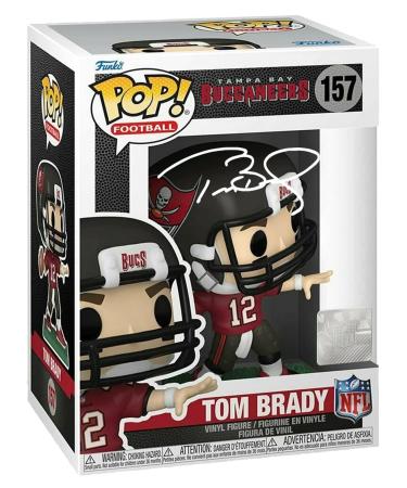 Tom Brady #157 Facsimile Signed Reprint Laser Autographed Funko POP! Football NFL: (Home Uniform) Tampa Bay Buccaneers Figurine with Protector Case