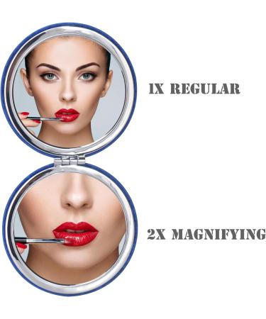 Portable Compact Vanity Mirror for Men Women Girls Delicate Blue Travel Cosmetic Mirrors 1X & 2X Magnification for Handbag Pocket Foldable 2-Sided Small Cute Makeup Mirror for Daily Work Business - Buy Online on GoSupps.com