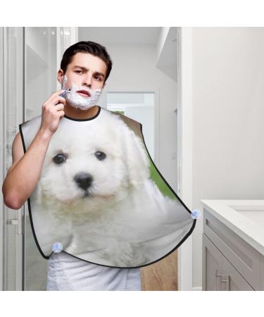 Bichon Frise Dog Beard Bib Hair Catcher For Men Shaving Men Beard Apron Gift For Fathers Day/Anniversary/Valentines Day/Christmas One Size
