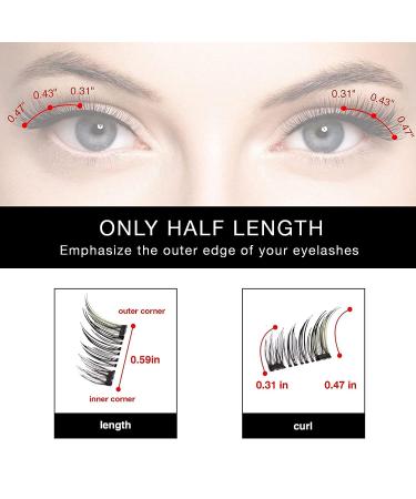 Dual Magnetic Half Lash Accent Eyelashes Set - Lightweight, Reusable, and Easy to Apply | Updated 3D False Eyelashes with Applicator (8pcs) in White - Buy Online on GoSupps.com