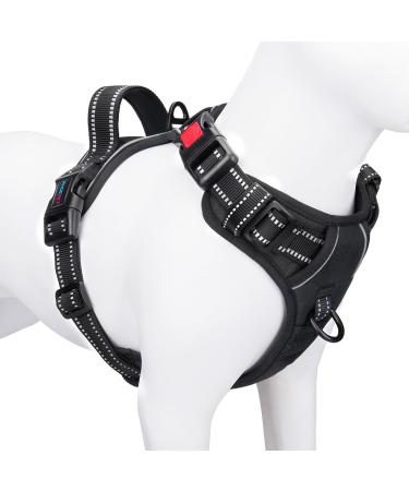 Phoepet Dog harvest without pulling for small dogs reflective adjustable front clip vests with handle 2 metal rings 3 buckles simply put on and take off (XL black) black XL