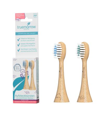 Truemorrow sustainable replacement brushes made of bamboo for Philips Sonicare Kids Schalltzahnbrush |2 Set |Plastic -free biodegradable handle |Vegan |Soft bristles