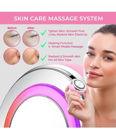 Waterproof Facial Cleansing Brush 2-in-1 Skin Rejuvenation Device Heated Face Massager for Skin Tightening Neck Face Lifting Firming Face Scrubber for Deep Cleaning Pores & Exfoliating Pink - Buy Online on GoSupps.com
