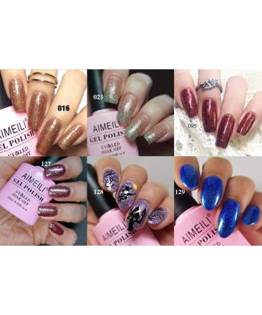 AIMEILI Christmas Glitter Gel Nail Polish Set Soak Off UV LED Gel Polish Sparkle Multicolour/Mix Colour/Combo Colour Of 6pcs X 10ml - Gift Kit 29 KIT6-29 1.67 ml (Pack of 6) - Buy Online on GoSupps.com
