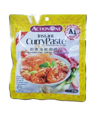 Action One A1 Instant Fish or Seafood Curry Paste Perencah Kari Ikan atau Makanan Laut Segera 230g Each Halal Expiry: 30th January 2026