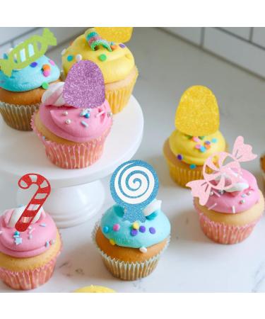 Candy Cupcake Toppers Candyland Birthday Party Decorations Sweet One Glitter Holiday Supplies - Buy Online on GoSupps.com