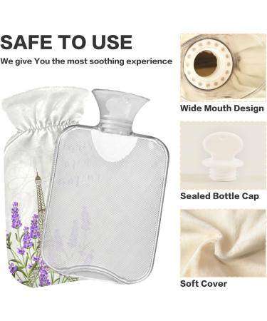 NAANLE Eiffel Tower Hot Water Bottle - Lavender Cover for Pain Relief & Warmth | 1L Transparent Heat Bottle - Buy Online on GoSupps.com