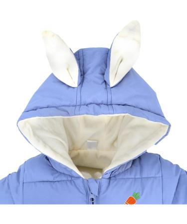 Minizone Baby Snowsuit Winter Romper | Cotton Hooded Jumpsuit | Cartoon Rabbit Design | Blue | 0-6 Months - Buy Online on GoSupps.com